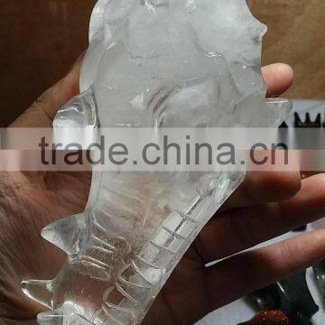 Natural Rock Transparent Crystal Dragon Skull for Decoration