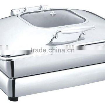 GW-SS11-GL 9L Stainless Steel Exquisite Electric Chafing Dish With Glass Lid (Hydraulic System)