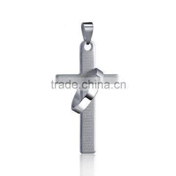 2016 Rellecona pendant necklace silver ring through cross design in 316L stainless steel