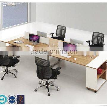 Hot-saled four-seater panel office workstation with partition and pedestal