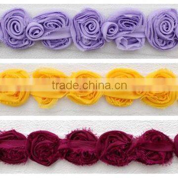 lovely dots chiffon fabric rosette bows trim shabby flower