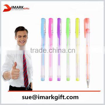 colorful glitter gel ink pen transparent plastic gel pen