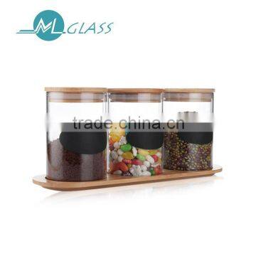 500ml glass storage jar glass tank with wooden lid heat resistant glass N6503