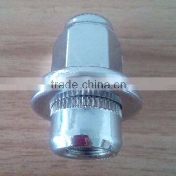 silver surface racing car wheel hub nut V6