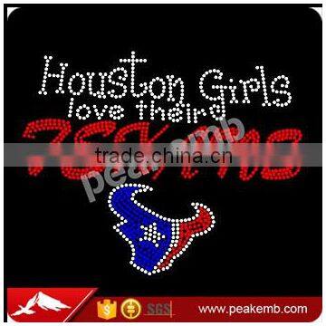 Texans Rhinestone Transfer Iron On Hot Fix Motif Bling Applique photo-2