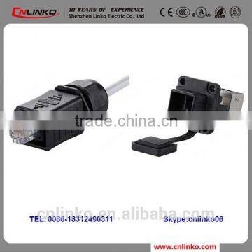 IP67 Front Panel Mounted Male to Female Waterproof RJ45 Connector With Ethernet Cable photo-5