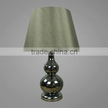 Chrome Metal Base And Black Glass Body With Fabric Lampshade Study table lamp Bedside Table Lamp