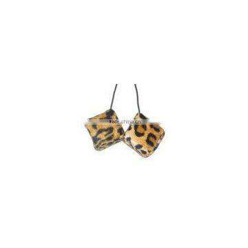 Brown Cheetah Irregular Safari Animal Car Mirror Fuzzy Dice