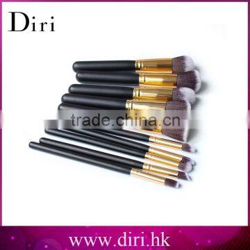 Make up tools black white gold wooden handle cosmetic brush set