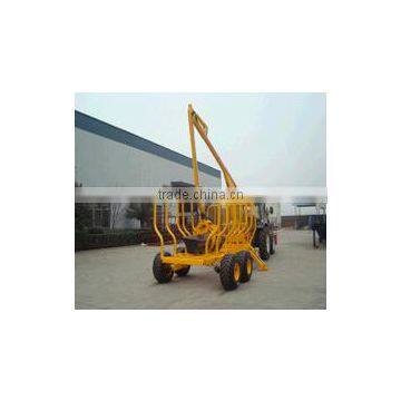 3 tons log trailer with crane/logger crane with CE certificate