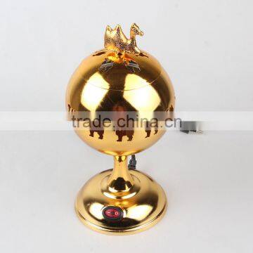 new style shiny golden electric incense burner ball/globe shape censer with eu plug incensory thurible