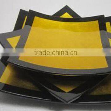 Set of 3 Square Lacquered Plates, Beautiful Dishes for Serving From Vietnam