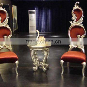 Unique Wooden Chair With High Chair Back And Floral Hand Carving