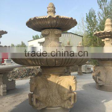 Hand Carved Granite Water Fountain With Horses Statues photo-2