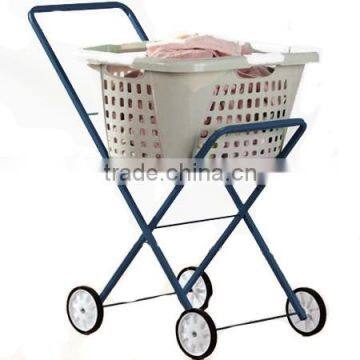 Rolling Laundry Cart Tubular Metal Frame Heavyweight White Bag Wheels Home NEW photo-3