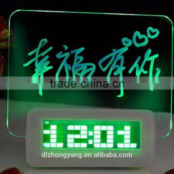 Creative LED Light Fluorescent Message Board Alarm Clock Digital photo-2