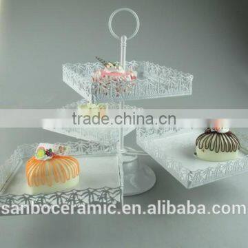 New Design Round & Square 3 PCS Plates One Layer Metal Wedding Cake Stand Wholesale photo-5