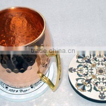 MDF WOODEN TEA CUP COASTER, HANDMADE COASTERS FOR MULE MUGS, WOODEN TABLEWARE COASTER photo-4