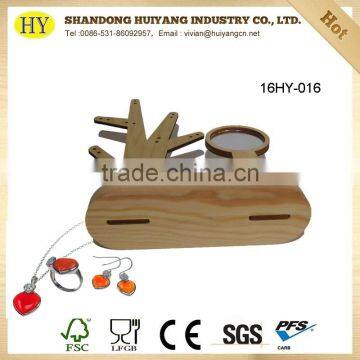 China Factory Pine Wood Tree Jewelry Display With Mirror photo-2