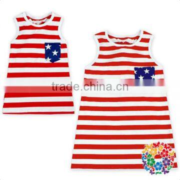 Red White Stripe Navy Stars Mom And Daughter Shirts 4th Of July Outfit Baby Tops