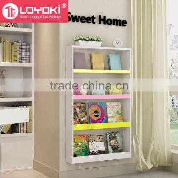 Lovely Colorful Wooden Kids Bookshelf / Kids Bookcase Design 4 Tiers Wall Mounted Bookshelf photo-2