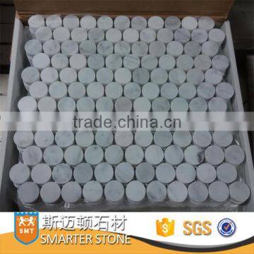 Carrara white marble round tile penny round for wall