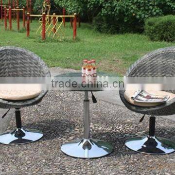 Outdoor Swivel Bar Stool With Coffe Table 3Pcs Sets