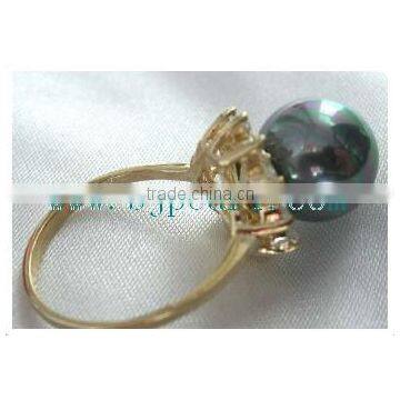 18K Gold Ring Diamond Ring and Seawater Pearl Ring photo-5