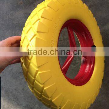 16 Inch 400-8 Solid Wheel Barrow Tyre With Axle PU Foam Rubber Wheel photo-2