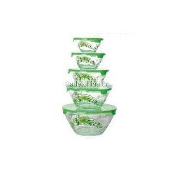 GH058 5pcs Glass Bowl Set with deco