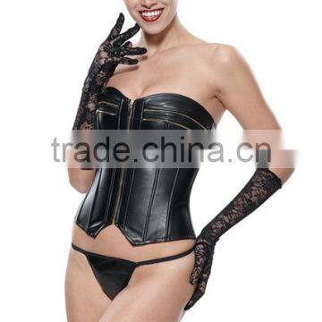2015 Best Sale High Quality Plus Size Leather Steel Boned Waist Training Corset photo-2