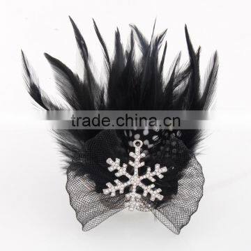 Artificial flower pin brooches,Christmas snowflake fabric feather corsage brooches for gift jewelry