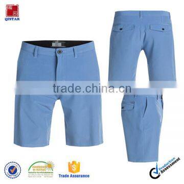 blue solid color cotton polyester casual shorts for men