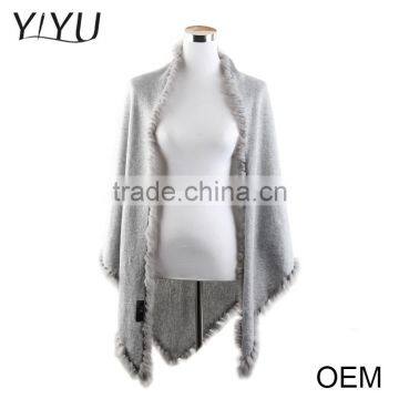 High Quality Fashion Design Women Cashmere Knit Scarf Shawl Ponchos Sweater photo-3