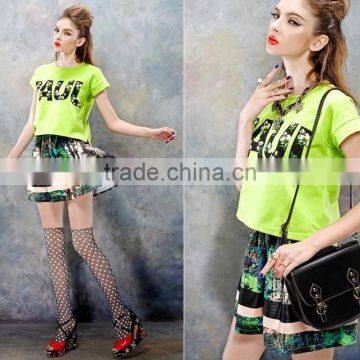 Wholesale 2015 High Quality Print Cotton Spandex Ladies Apparel Crop Top / New Fashion Women Apparel photo-6