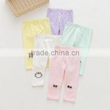 Spring cute style pure color cotton leggings for kids girls