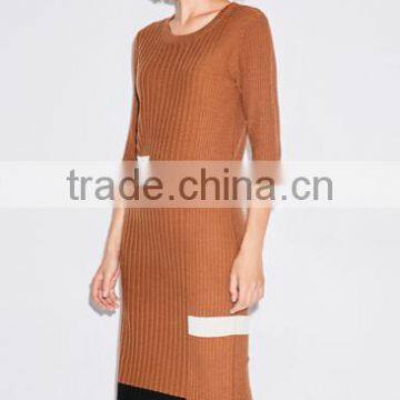 Womens Wholesaler 3/4 Sleeve Wool Knitting Pattern Sweater Dress With Lowest Price photo-2