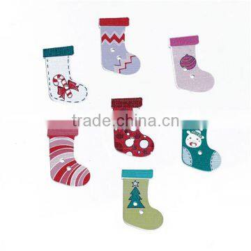 Wood Sewing Buttons Scrapbooking 2 Holes Christmas Stocking At Random