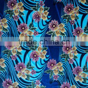 2014 New flower design KS velvet printed gilding fabric,four way stretch velvet,high-class fashion velvet garment 2st