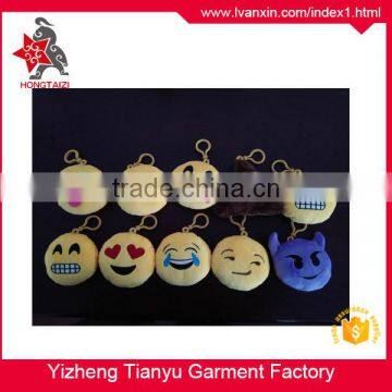 Customs stuffed soft emoji keychain popular cheap mini pillow stuffed plush custom whatsapp emoji emoticon keychain