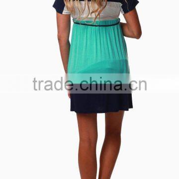 Belted Maternity Color Block Dress XYD2845 photo-4
