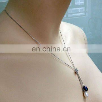 925 sterling silver pearl necklace--luxurious