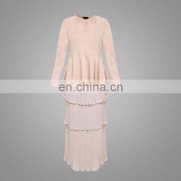 2017 Peplum Modern Baju Kurung Pleated Skirt Satin Baju Suits Muslim Women Clothing photo-5