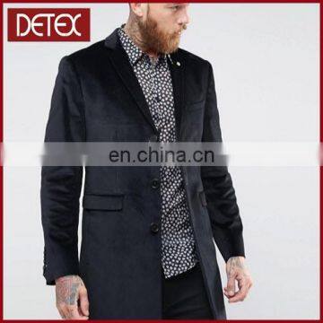 2017 Custom Softshell Long Black Velvet Coat Men