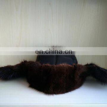 Muskrat Fur Trapper Hat With Cloth Top for Winter Wear photo-3