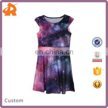 China Factory Direct Sale Kids Size Galaxy Dress Universe Outer Space Stars Children Latest Dress Style