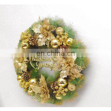 Pine Tree Leaves Christmas Wreath Door Decoration Holiday Wreath Circle Rattan Cane Hanging Decoration photo-4