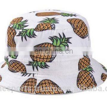 Customized Bucket Hat / Custom made bucket cap / Printed Bucket Hat - pineapple design bucket hat- fruits picture on bucket hats