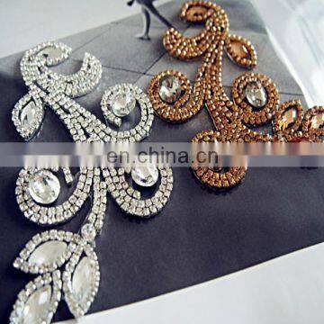 Professional Factory 2014 wholesale Favored selling Sew on Rhinestone beaded Applique