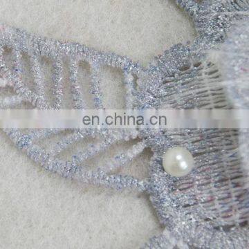 Embroidery Flower With Pearl and Fur Pompom Applique photo-4